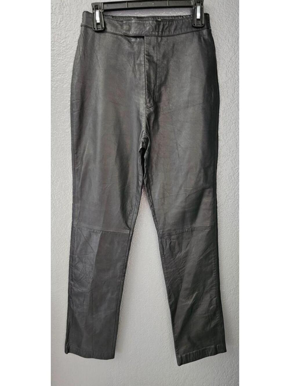 Vintage Women's Excelled Leather Pants Straight Leg Black Size 4 REG Zip Fly